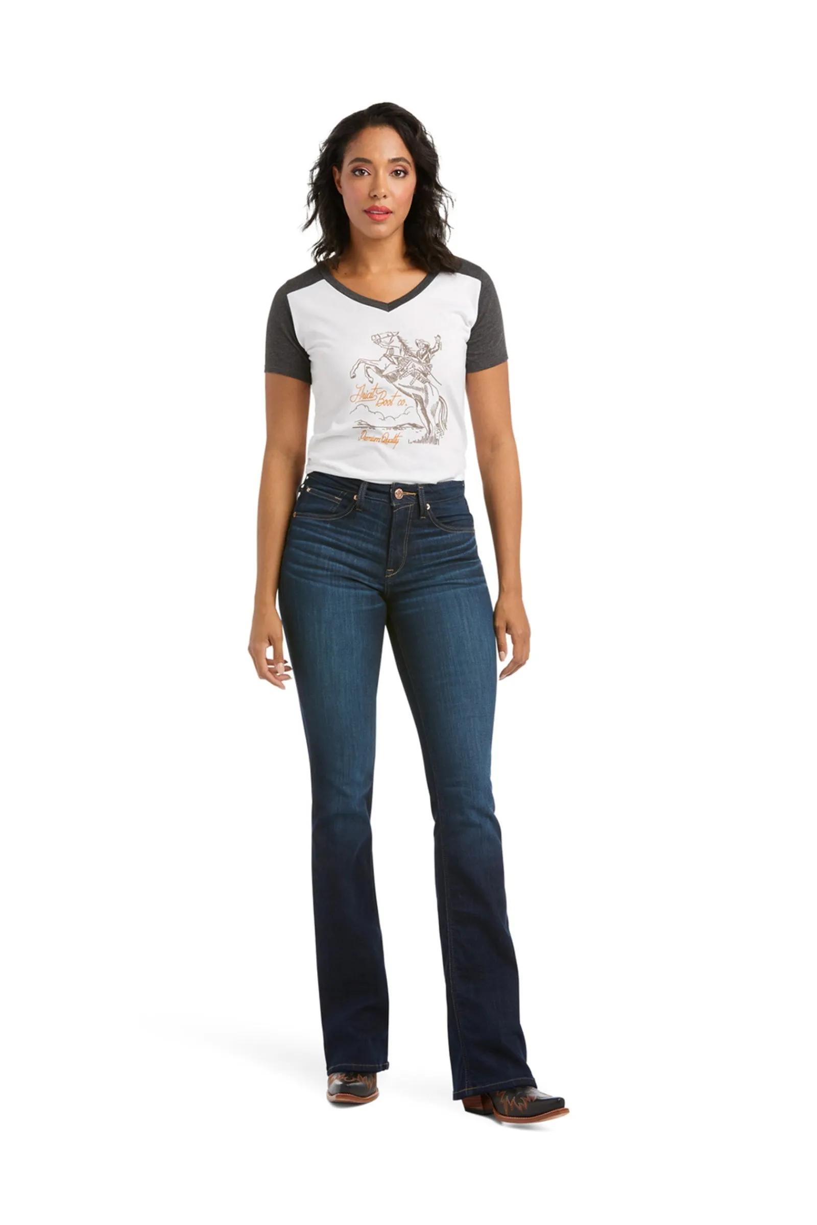 Ariat Damen Real High Rise Ballary Bootcut Jeans*Damen Reithose Für Damen Mit Vollbesatz