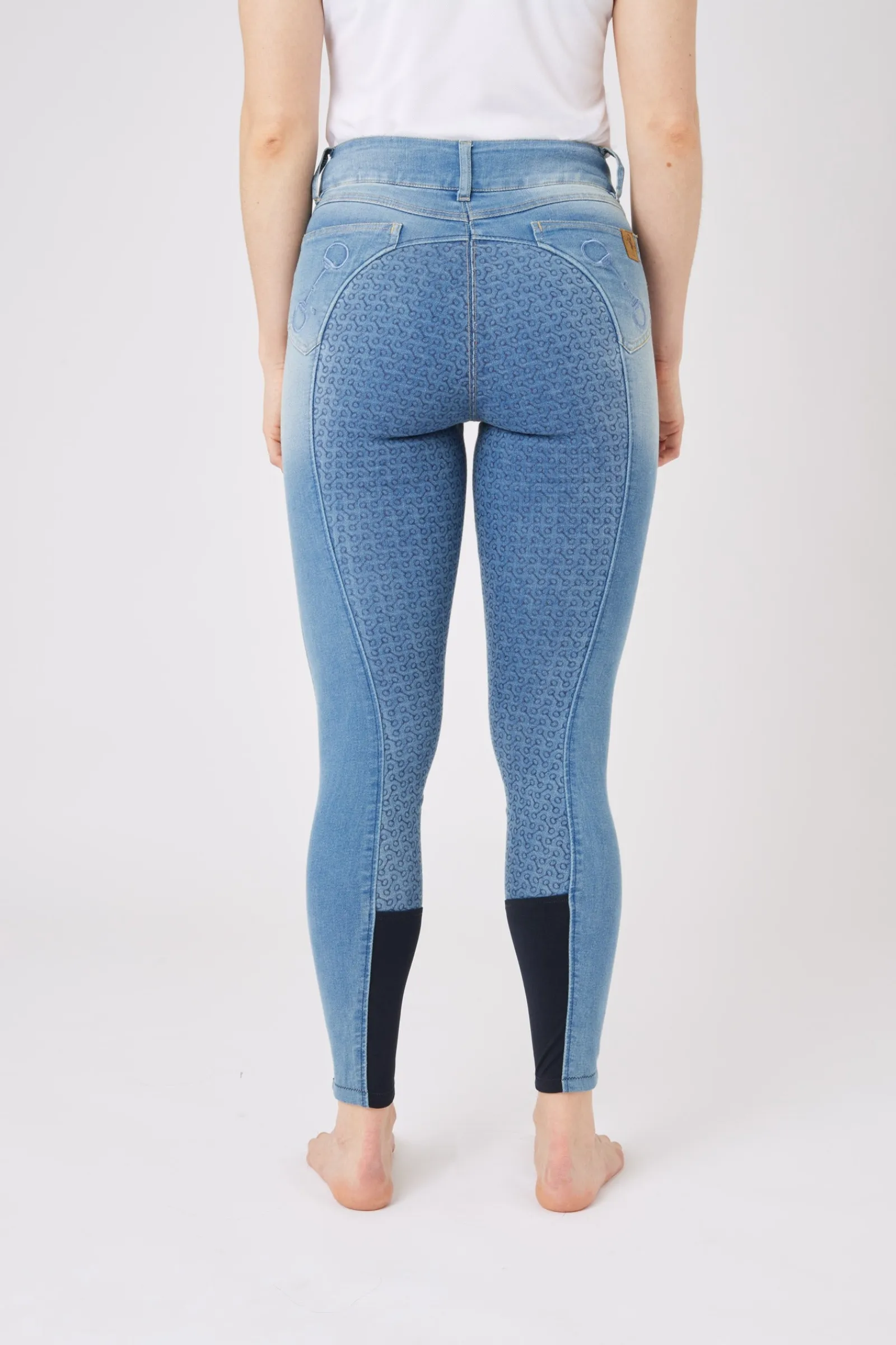 Horze Kaia Damen Reithose aus Vollbesatz in Jeansoptik mit Silikon Grip und hohem Bund*Damen Reithose Für Damen Mit Vollbesatz