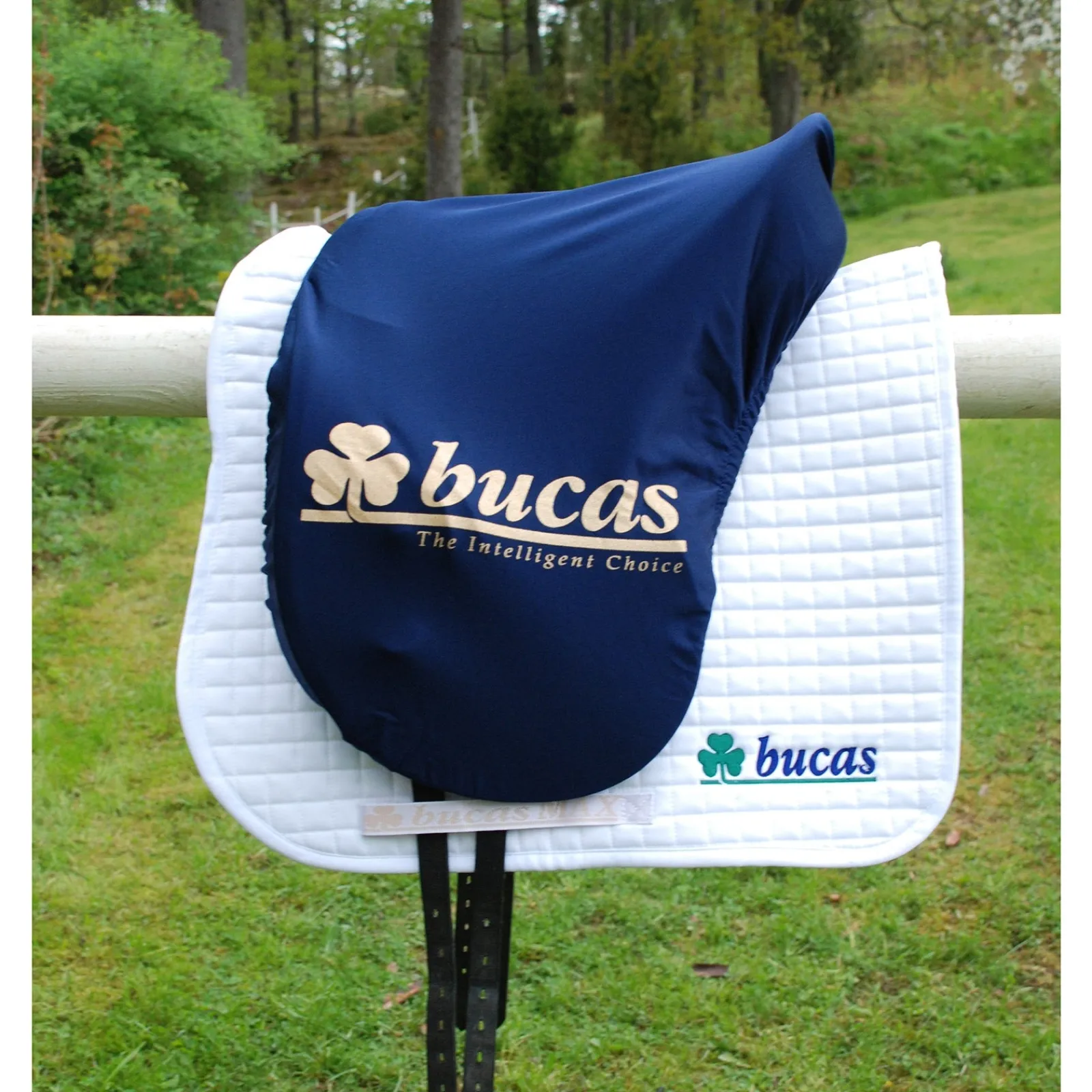 Bucas Max Sattelüberzug, geformt, marine/ Logo* Sättel