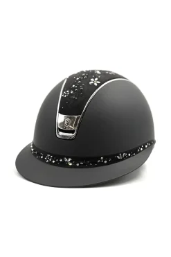 Samshield Miss Shield Shadowmatt mit Blumen Swarovski Schmuck, Chrom 2.0* Reithelme