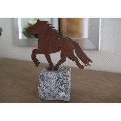 Karlslund Pferd aus Stahl mit Granitstein* Geschenkartikel
