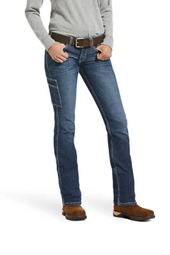 Ariat Rebar Women's Durastretch Riveter Straight Leg Jeans*Damen Reithose Für Damen Mit Kniebesatz