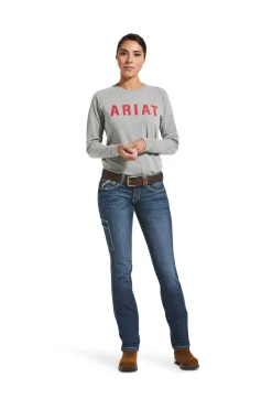 Ariat Rebar Women's Durastretch Riveter Straight Leg Jeans*Damen Reithose Für Damen Mit Kniebesatz