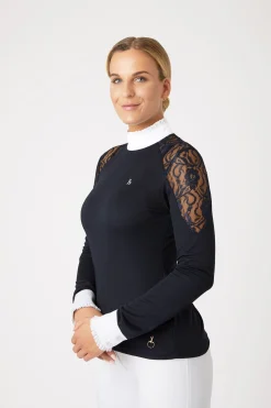 Horze Sylvie Damen Langarm-Turniershirt mit Spitze*Damen Shirts & Polos Für Damen
