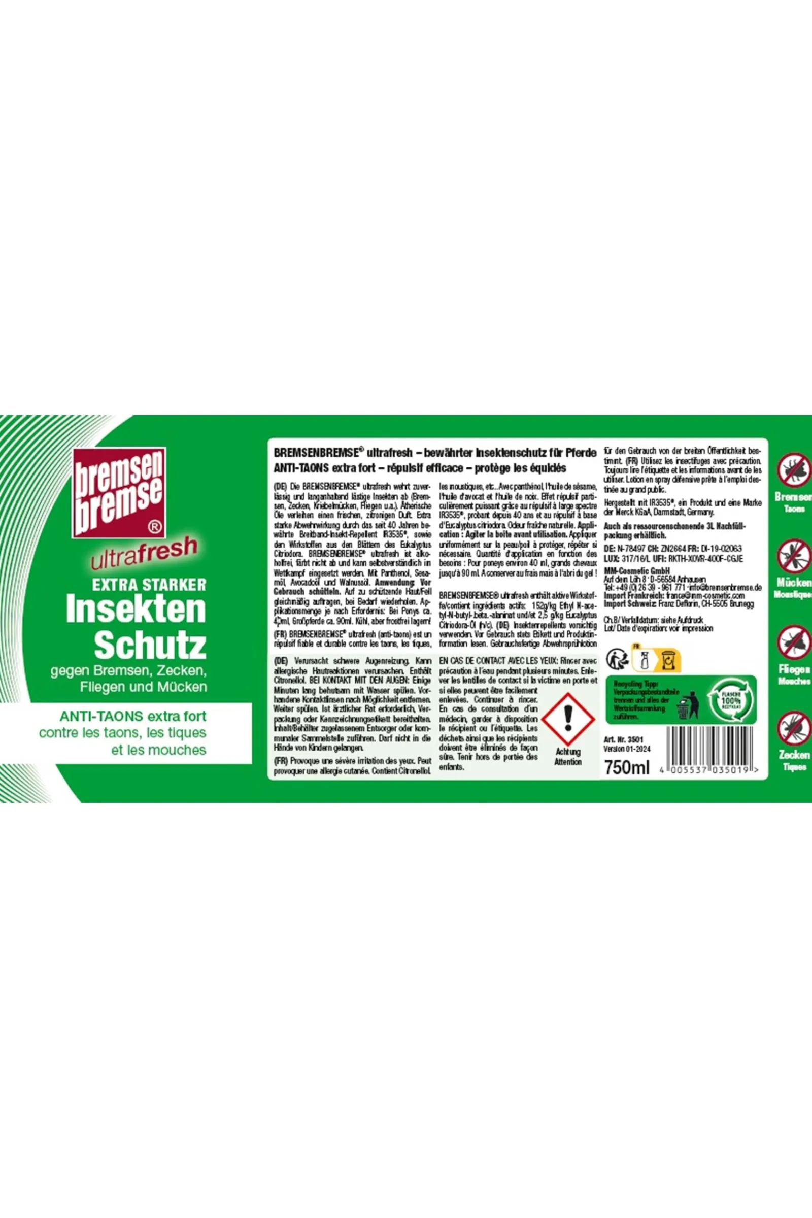 Bremsenbremse Ultrafresh Insektenschutz, Fliegenspray, 750ml* Fliegenschutzmittel